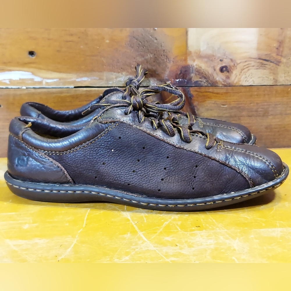 Born Women's Sneaker Oxford Size 10 Walking Shoe Brown Leather Nubuck Lace Up - Picture 8 of 10